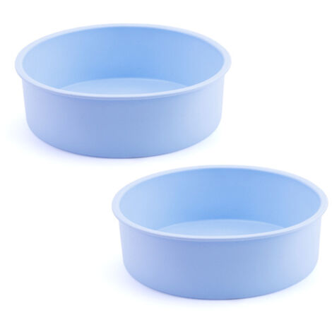 Moule à gâteau rond en silicone (lot de 2) - 20 cm - Bleu clair (1/5)