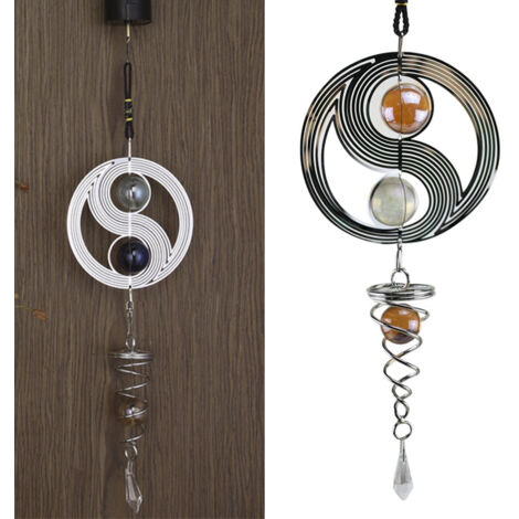 0576C - Carillon éolien rotatif en acier inoxydable et cristal - Carillon éolien de style Tai Chi