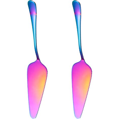 Lot de 2 pelles à gâteaux triangulaires dentées en acier inoxydable - Colorées (1/5)