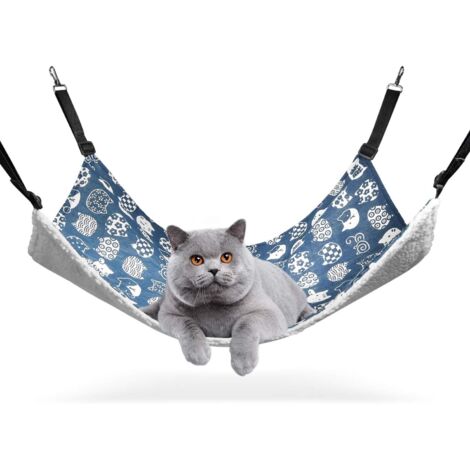 Hamac pour chat avec sangles réglables et crochet métallique, hamac stable double face pour chat, animaux de compagnie et autres petits animaux (1/5)