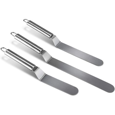 Couteau à gâteau et palette angulaire en acier inoxydable 3 pièces (6/8/10 pouces), couteau à glaçage professionnel