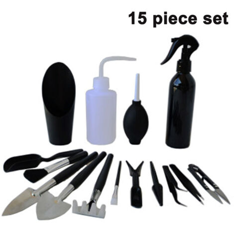 Ensemble de 15 outils de transplantation, mini-outils de jardinage pour plantes succulentes, petit ensemble d'outils de jardinage manuels pour l'entretien des plantes de jardin miniature féerique d'in (1/4)