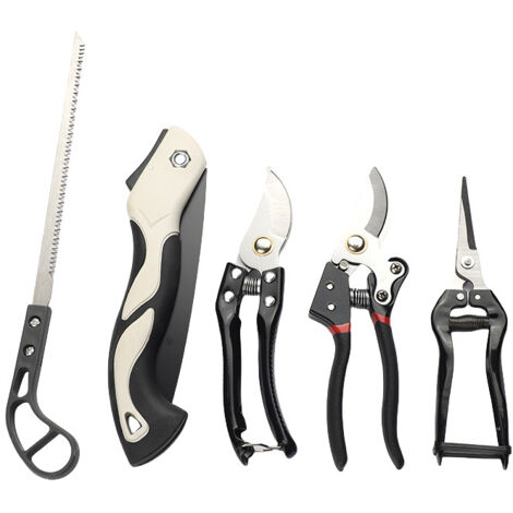 Ensemble d'outils de jardin haut de gamme 5 pièces : comprend une scie pliante, un sécateur et plus encore. (1/5)