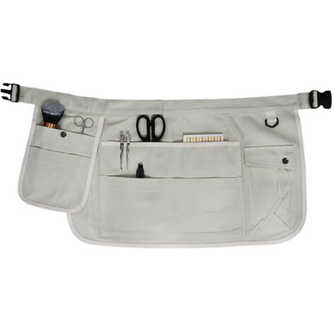 Tablier de nettoyage à 9 poches avec ceinture ajustable, imperméable, beige, idéal pour le nettoyage des maisons et hôtels. (1/5)