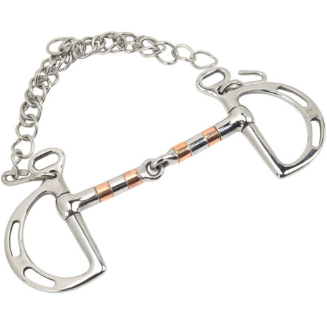 Mors de cheval en acier inoxydable, anneau en D en cuivre, avec chaînette, pour un canon de 125 mm. (1/5)