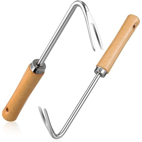 Désherbeur manuel, arrache-pissenlits : outil en acier inoxydable pour jardin, fourche à désherber, lève-pissenlits manuel pour pelouse et cour (2 pièces) (1/5)