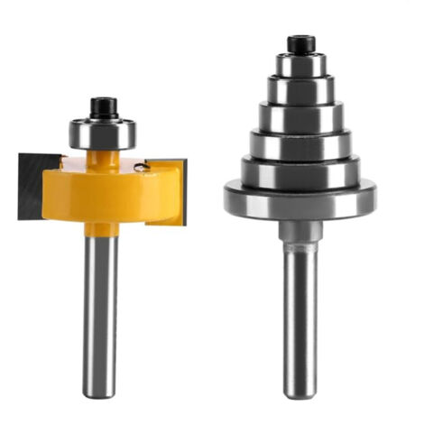 Wood Router, Router Bits, Bit End Router with 6 Set of Bearings for Various Depths 1/8, 1/4, 5/16, 3/8, 7/16, 1/2 (1/5)