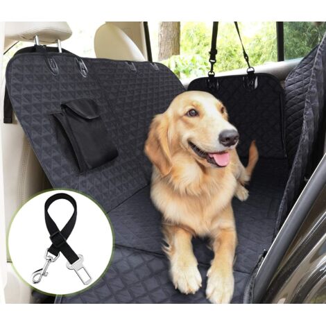 Housses de siège auto universelles pour chiens, housse de protection pour siège arrière avec poche de rangement, housse de siège imperméable pour le transport en voiture et SUV (146 x 136 cm, noir) (1/5)