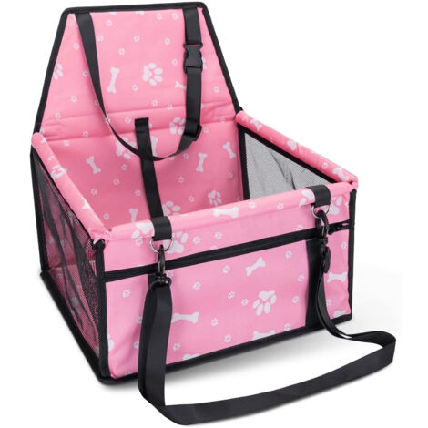 Siège auto pour chien, siège arrière de voiture avec ceinture de sécurité, hamac de transport imperméable pour chien, rehausseur de voiture en tissu Oxford durable, 40 34 25 cm (rose) (1/5)