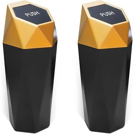 Lot de 2 poubelles de voiture avec couvercle, mini poubelle portable pour voiture, petite poubelle étanche au design diamant, poubelles étanches pour véhicule, maison, bureau, cuisine, chambre (1/5)