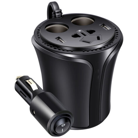 150W Auto-Wechselrichter DC 12 V bis 110 V 120V Auto-AC-Adapter Wechselrichter 【5-in-1-Tassenhalter-Design】 Dual USB-Auto-Ladegerät und 2-Auto-Power-Adapter (1/5)