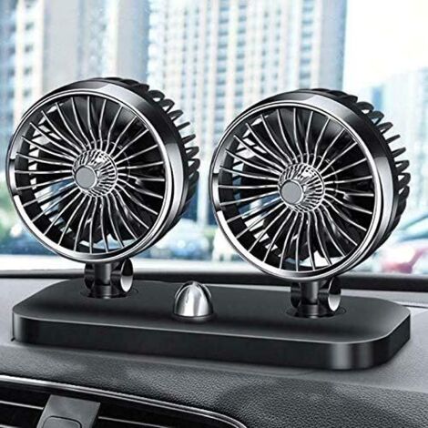 Ventilateur électrique de voiture à double tête rotative, 12 V/24 V, silencieux, 2 vitesses, noir (1/5)