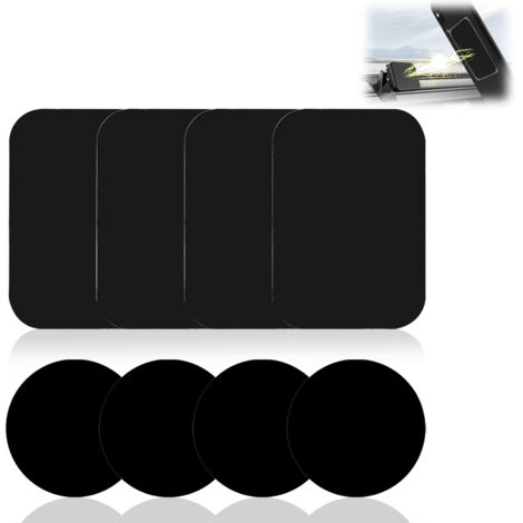 LIUCOLI Plaque métallique pour téléphone portable - Lot de 6 plaques pour support magnétique de téléphone portable en voiture, plaque métallique avec film adhésif pour accessoires de voiture, 3 rondes (1/5)