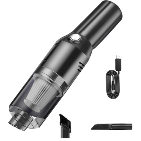 Aspirateur portatif pour voiture, rechargeable par USB, portable, mini aspirateur léger, aspirateur sans fil pour poils d'animaux, maison et voiture (noir) (1/5)