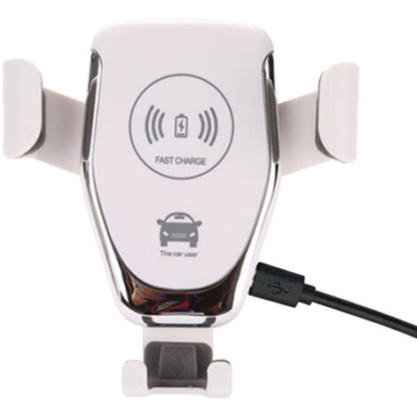 Chargeur de voiture sans fil, chargeur rapide sans fil 15 W, support de téléphone à fixer sur la grille d'aération, compatible iPhone 8/iPhone X/Xiaomi Max 2, blanc (1/4)