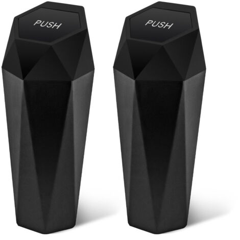 Porte-gobelet poubelle de voiture, lot de 2 mini poubelles avec couvercles, accessoires auto, petits gobelets poubelle étanches pour la maison, noir (1/5)