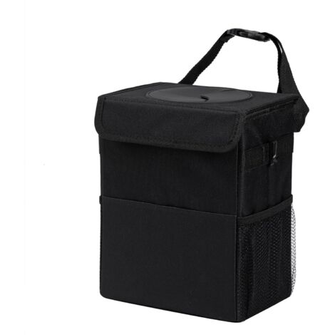 Poubelle de voiture étanche avec couvercle, 3 sacs de rangement, sacs poubelle étanches à suspendre, adaptée aux SUV, noire (1/5)