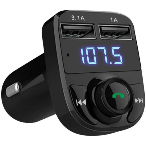 Chargeur de voiture mains libres, émetteur-récepteur radio FM Bluetooth sans fil, adaptateur stéréo audio MP3, chargeur à double port USB compatible avec tous les smartphones, Samsung Galaxy, LG, HTC, (1/5)