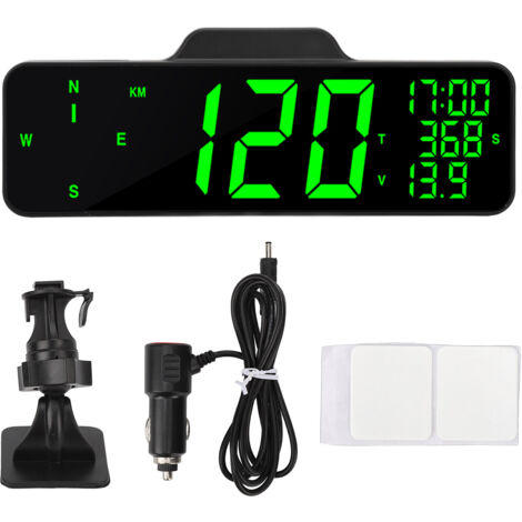 Affichage tête haute (HUD) de 9 pouces pour voiture, affichage km/h/mph, alarme de survitesse, compteur de vitesse GPS, universel pour la plupart des véhicules (1/5)