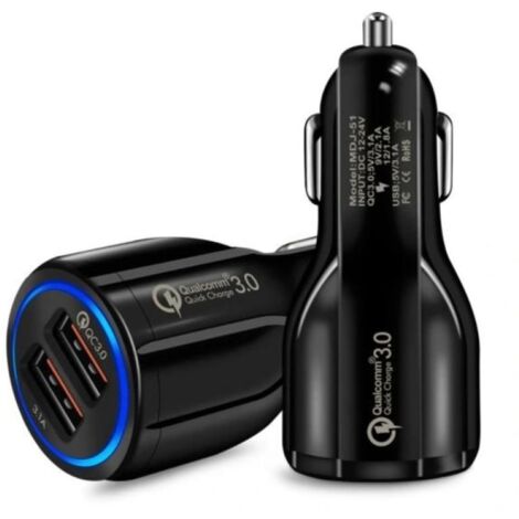 Chargeur de voiture universel 35 W Quick Charge 3.0 iPhone/Android Noir (1/5)