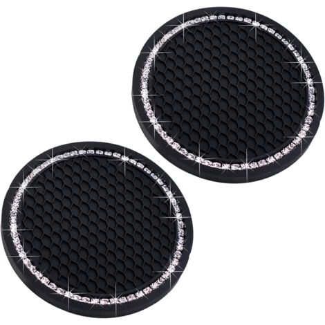Dessous de verre pour porte-gobelet de voiture, sous-verres scintillants pour porte-gobelet, accessoires intérieurs de voiture - Dessous de verre antidérapants en silicone de 7 cm (2,75 pouces) avec m (1/5)