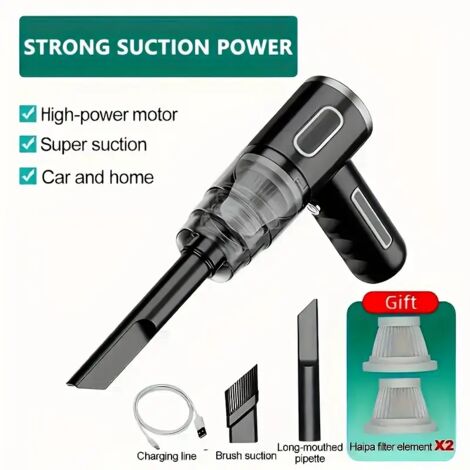 Aspirateur de voiture noir - Aspirateur double puissance haute performance pour voiture et maison, outil de nettoyage portable et puissant