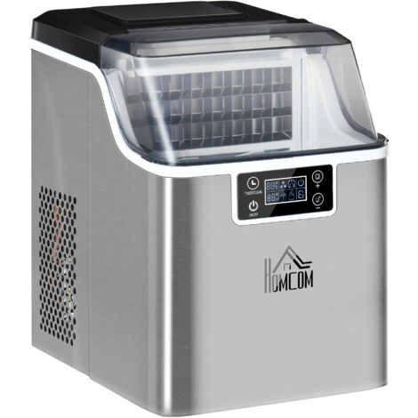 Kompakter Eiswürfelautomat mit Selbstreinigung – 20 kg Tagesleistung & 3,2 L Tank – Ideal für Küche, Büro, Camping – Edelstahl-Design, platzsparend (25 x 36 x 37 cm)