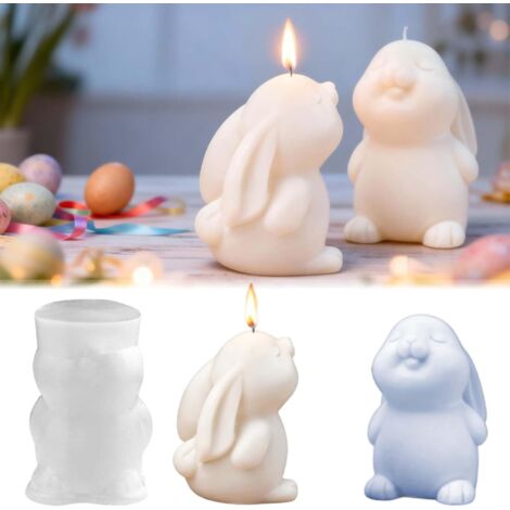Moules en Silicone pour Pâques - 1 Pièce Moules à Gypse pour Décoration de Pâques, Formes de Lapin, Idéal pour Créer des Bougies et des Décorations Printanières-A