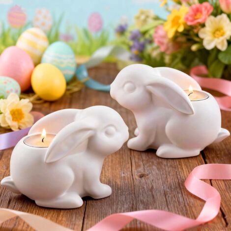 Moule Silicone Pâques 2PCS Moule Lapin Moule Plâtre Moule Bougie DIY Décoration Pâques Printemps