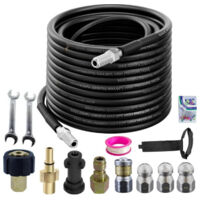 Rohrreinigungsschlauch 10M 5800PSI für Hochdruckreiniger, Kanalreinigung Set mit Rotationsdüse, Abflussreiniger Schlauch Kit