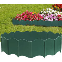 2,7 m langes Gartenzaun Set, 20 ineinandergreifende Zäune mit 10 Pfählen, 15 cm hoch, wetterbeständig – DIY Raseneinfassung für Hof, Wege und Garten, grün