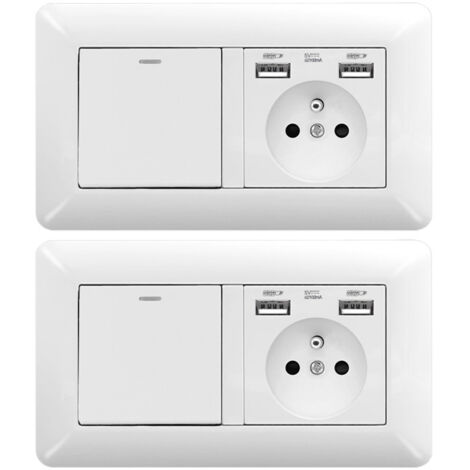 2er Set Wechselschalter mit Steckdose USB C – Wandsteckdose Set