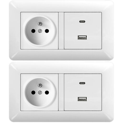 2er Set Steckdose mit USB C – Unterputz Wandsteckdose Haus Büro