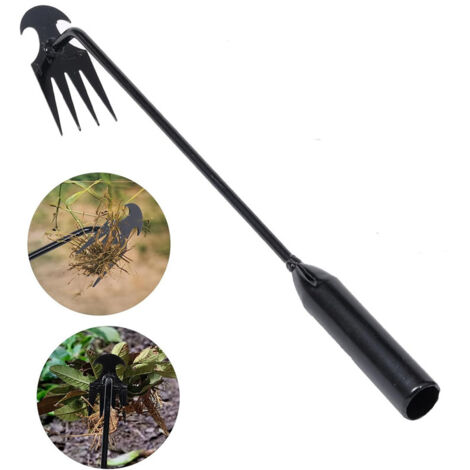 Garten-Unkrautzieher, manuelles Unkrautentfernungswerkzeug mit 5 Zähnen, Hand-Unkrautentferner, Manganstahl Unkrautzieher für den Außenbereich, Wurzelentferner für den Garten