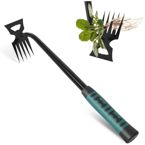 Garten-Unkrautzieher 5 Zähne, manuelles Unkrautentfernungswerkzeug, Edelstahl Unkrautentferner, Hand-Unkrautentferner, rostfreier Unkrautzieher für den Außenbereich, Gartendekoration