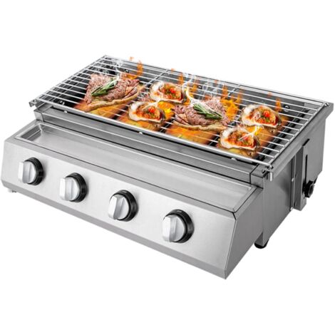 Propan Tisch Gasgrill 4 Brenner Edelstahl Camping Grill Outdoor kompakt (1/5)