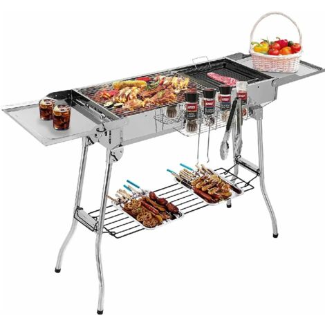 Outdoor BBQ Holzkohlegrill Edelstahl tragbar Grill Camping Küche (1/5)