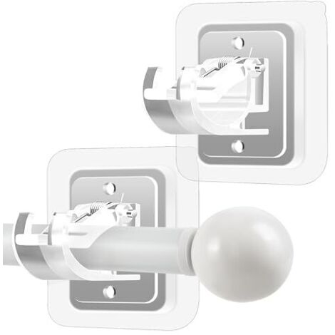 Supporto per Asta Tende Adesivo (Set da 2) - Autoadesivo, Regolabile  Montaggio Senza Fori e Viti (1/5)