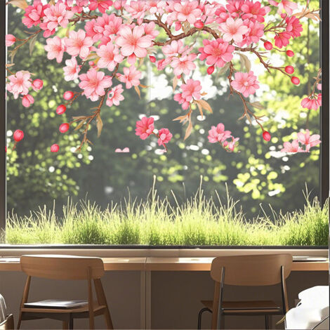 Set da 1 Adesivi per Finestre Fiori Colorati - Decorazioni Adesive Rimovibili e Riutilizzabili con Farfalle e Fiori di Campo per Finestre e Arredamento Casa