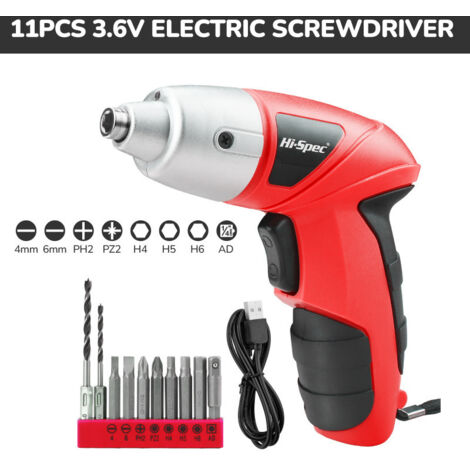 Cacciavite Elettrico 3,6V Rosa 11 Pezzi - Piccolo Set Cacciavite Elettrico USB - Alimentato a Batteria e Ricaricabile con Set di Inserti (1/4)