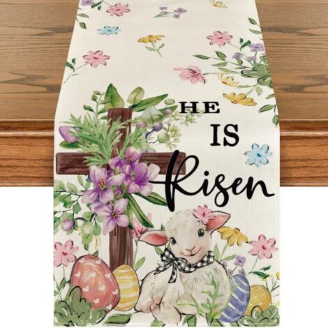 Runner Tavola Pasqua 183x33cm – Coniglio, Uova & Fiori Decorazione Primavera Cucina (1/5)