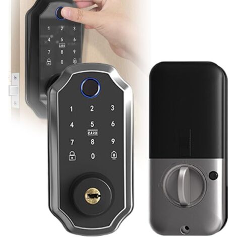 Cerradura Electrónica Inteligente con Cilindro - Desbloqueo Automático o Manual por Huella Dactilar, App, Tarjeta, Código o Llave, con Alimentación de Emergencia, para Puertas y Habitaciones (35–55 mm (1/4)