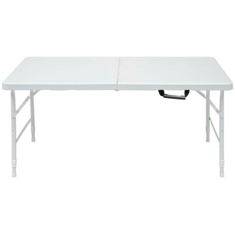 Tavolo pieghevole, tavolo da picnic, tavolo da giardino portatile, adatto per campeggio, spiaggia, feste ecc., 124 x 60 x 73 cm, altezza regolabile, tavolo da esterno con maniglia (1/5)