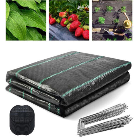 Telo pacciamatura 20 m × 1 m, 70 g/m² – telo geotessile anti-erbacce – permeabile all’acqua – incluso 30 picchetti e distanziatori – permeabile ad acqua e erbe infestanti (1/5)