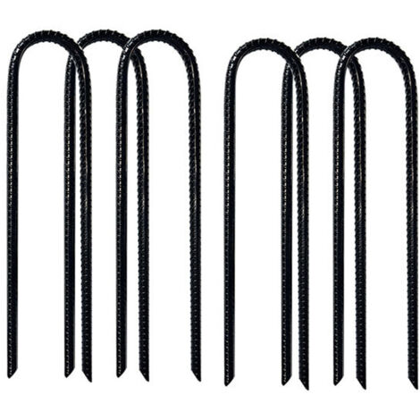 Set da 6 picchetti a U 8 mm per teli pacciamatura – fissaggio per pacciamatura, recinzioni, tende, tende da sole, campeggio, trampolini (1/4)