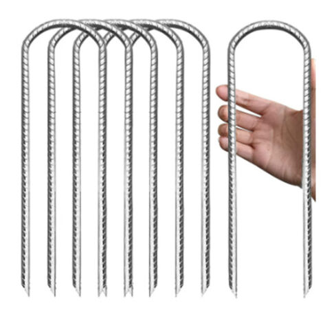 Set da 6 ancoraggi a U per giardino, picchetti per teli, pioli per tende, fermateli pacciamatura – fissaggio di recinzioni, tende, tende da sole, campeggio, trampolini (1/5)
