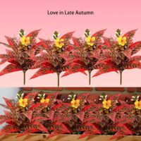 Set da 2 Piante Artificiali Rosse Autunnali – Piante Decorative Resistenti alle Intemperie per Giardino, Balcone, Terrazza e Decorazione Casa