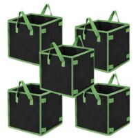 Sacchi Coltivazione 10 Galloni 5pz – Grow Bag Tessuto, Vasi con Manici per Orto
