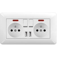 Presa Doppia con Interruttore LED e USB 16A – Presa Incasso