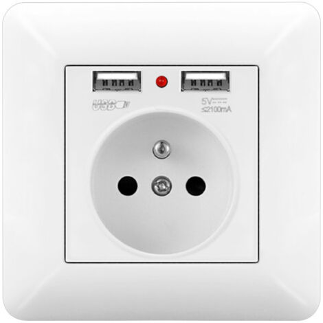 Enchufe con Doble USB y LED 16A 240V – Toma Empotrable USB (1/5)